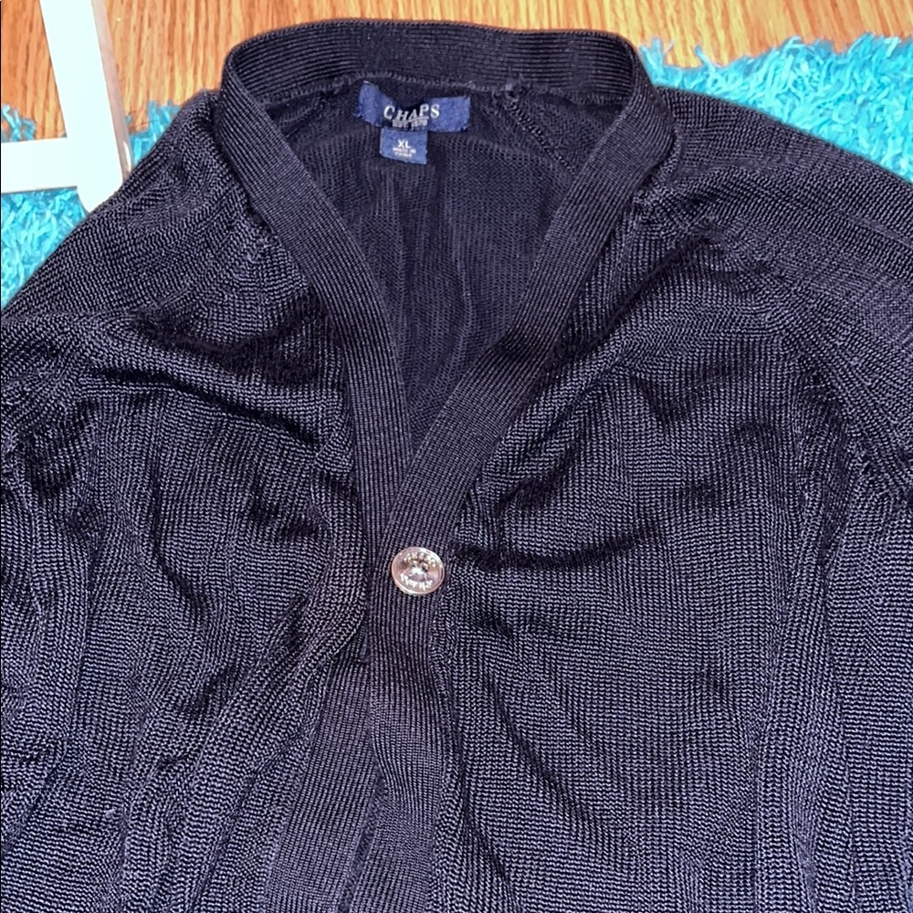 Chaps Midnight Black Knit Cardigan